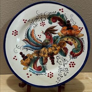 Gorgeous handmade bird plate Mexican pottery Mayolica signed & numbered